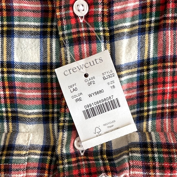 Crewcuts J Crew NWT plaid flannel shirt Boys 16 - Picture 3 of 7